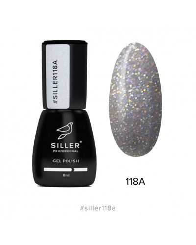 Гель-лак Siller 118A (сріблястий з блестками), 8мл