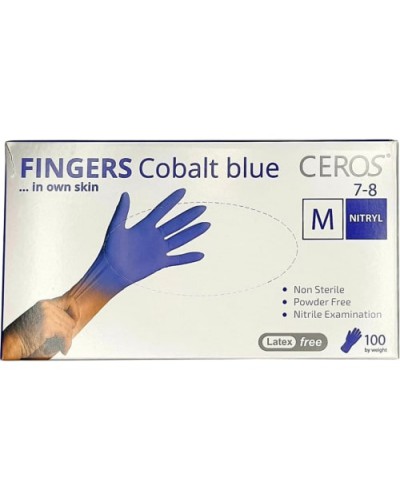 Перчатки нитриловые синие Ceros р.М, поштучно