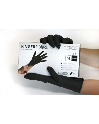 Перчатки нитриловые черные Ceros p.M