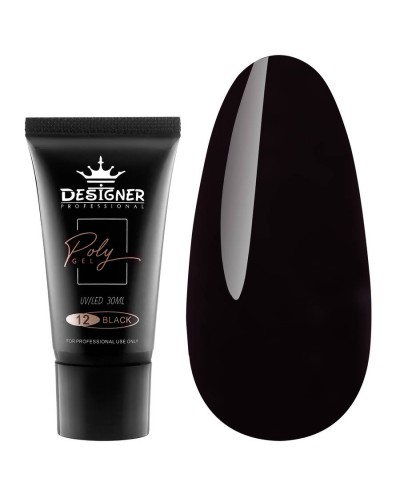 Полигель Designer Polygel Black 012 Черный, 30мл