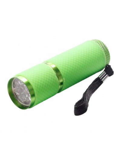 LED лампа-фонарик для гель лака, 9 лампочек, зеленый