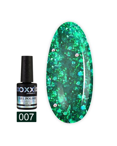 Гель лак Oxxi STAR GEL №007(зелений, з блискітками)