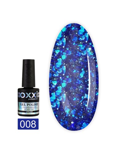 Гель лак Oxxi STAR GEL №008(синій, з блискітками)