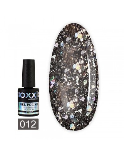 Гель лак Oxxi STAR GEL №012(серебристо-чорний, з блискітками)