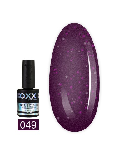 Гель лак Oxxi № 049(фиолетовый с розовыми блестками)