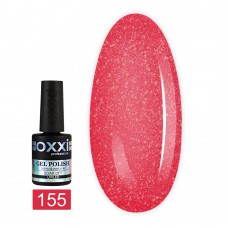 Гель лак Oxxi № 155 (яркий красно-малиновый с золотым микроблеском)