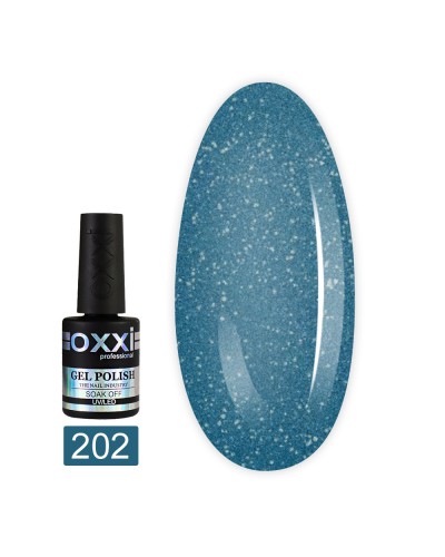 Гель лак Oxxi № 202(сине-бирюзовый с насыщенными голографическими блестками)