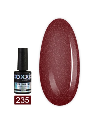 Гель лак Oxxi № 235(насыщенный красный, микроблеск)
