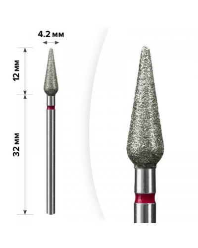Алмазная фреза Кукуруза mART Красная 4.2x12 мм (M-060)