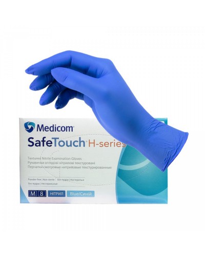Перчатки нитриловые синие неопудренные Medicom р.M, упаковка
