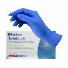 Рукавички нітрилові сині неопудрені Medicom р.S, упаковка