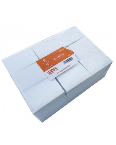 Серветки безворсові білі BeeNails (1000шт), упаковка

