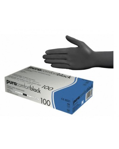 Рукавички нітрилові чорні неопудрені AMPri Pura Comfort Black р.S, упаковка (100шт)