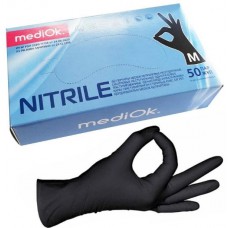 Перчатки нитриловые черные неопудренные MediOk р.M, упаковка (100шт)